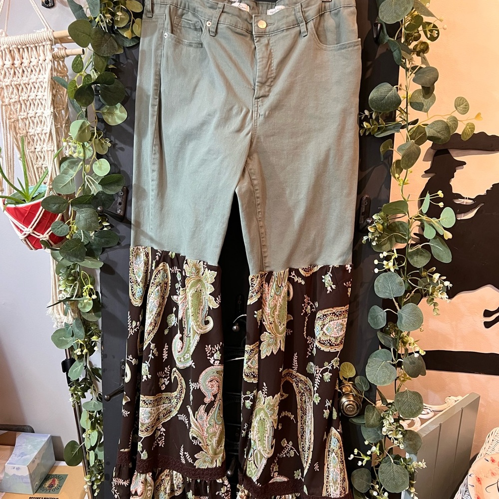 1 of a kind, handmade, upcycled Funky Boho pants.